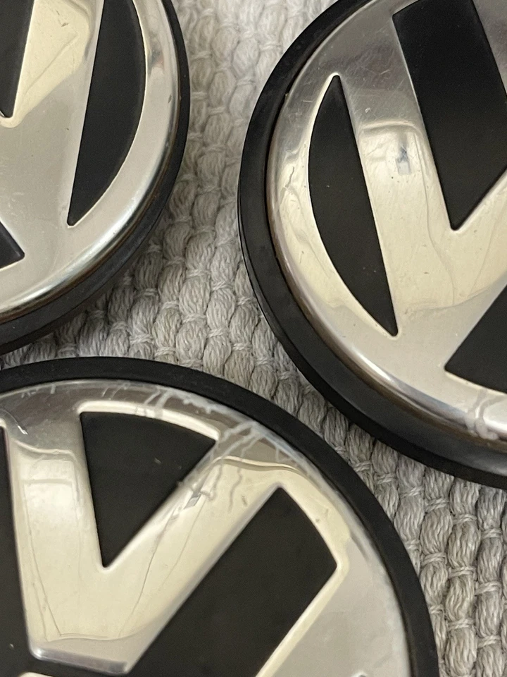 Volkswagen Beetle CC EOS Golf Jetta 3B7 601 171 Wheel Center Caps Set Of 3 VW - Image 4 of 4