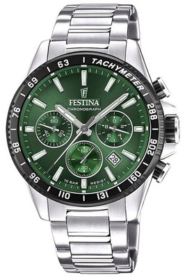 FESTINA Herren-Chronograph Stahl/Grün Chrono F20560/4