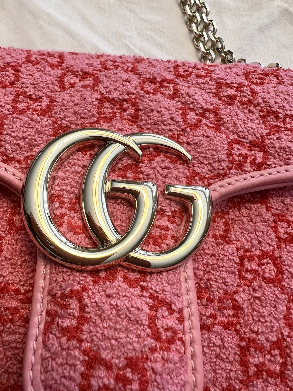 Gucci Marmont Boucle Tweed Red Pink Bag sold out HTF  thumbnail 3