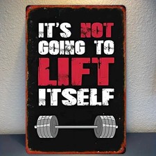 Vintage Gym Motivation Wall Art - Weightlifting Tin Metal Signs Home D cor Suita