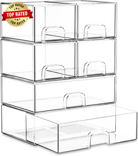 Stackable Storage Drawer Organizers Set of 6 for Bathroom Organizer Storage | Cl