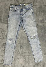 rag  bone Cate Mid-Rise Ankle Skinny Jeans Size 25 Light Wash Distressed Raw He