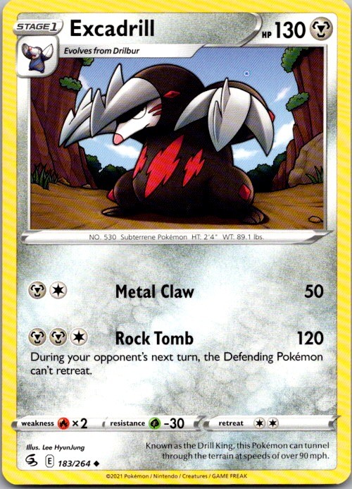 Excadrill 183/264 Uncommon Fusion Strike Pokemon Near Mint