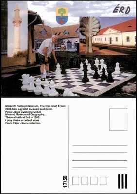 Ansichtskarte  Schach Chess - Spiel Groß-Schachspiel in ERD (Ungarn) 1990