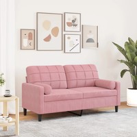 2-Sitzer Sofa Samt Rosa 140 Cm Mit Zierkissen