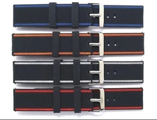 Set of 4 22MM Black/Orange, White, Red, Blue, Silicone Rubber Men's Watch Strap
