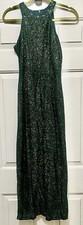 All That Jazz Vintage Fitted Dark Green Sequin Sleeveless Dress