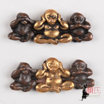 3 Monkeys Golden Plated Brass Menuki ornament For Japanese Katana Swords handle