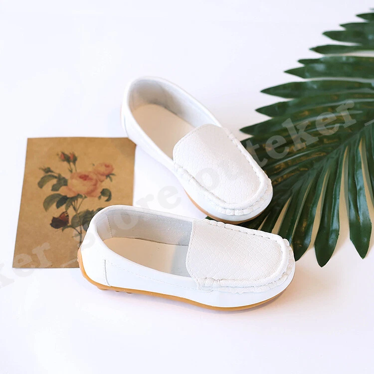 Zapatos de vestir mocasín antideslizantes de cuero para niños y niñas Foto 3 de 4