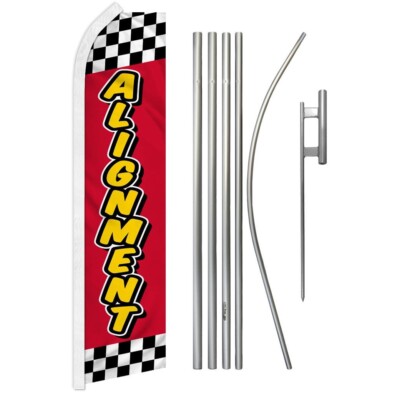 Alignment (Red Checkered) Swooper Flutter Feather Advertising Flag & Pole Kit