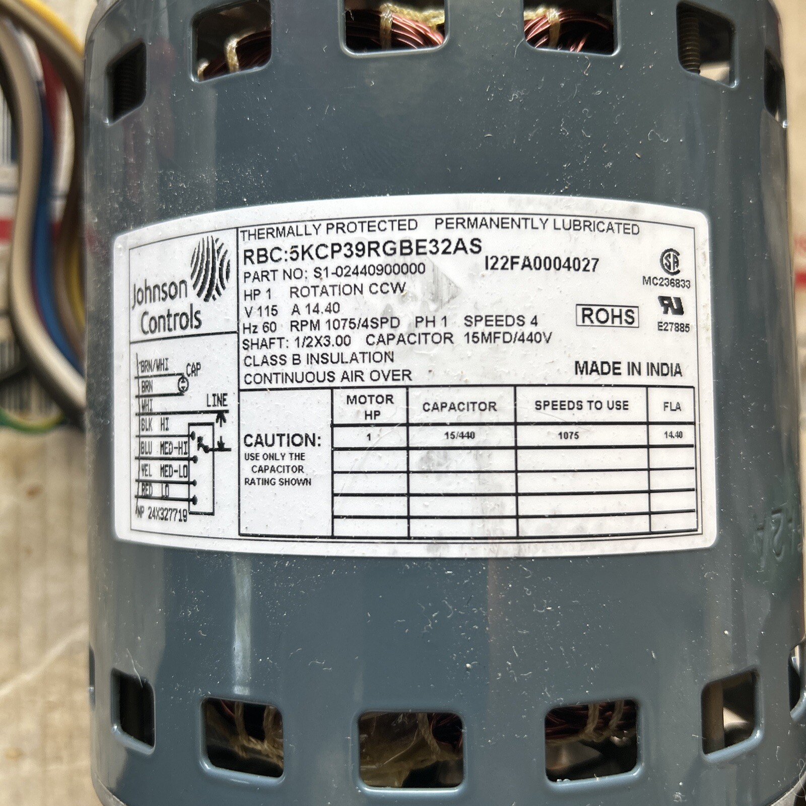Genteq F48T05A50 Electric Motor 1HP 115V 1PH CCWLE 14.1A 1075/4RPM for sale online eBay