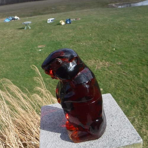 Imperial Nut Brown Glass Woodchuck Vintage 4.5 in - Picture 10 of 11