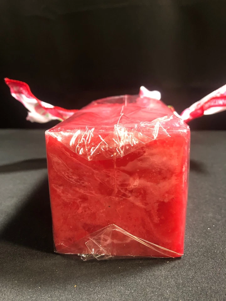 Vintage Red 6"x3" Rectangle Candle-NEW-Never used-w French Wired Ribbon - Image 3 of 3