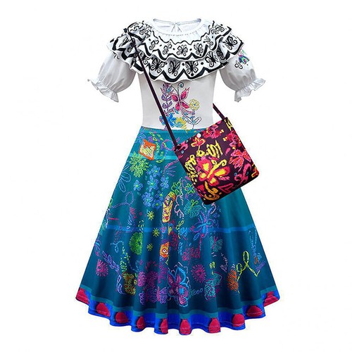 Kids Girls Encanto Mirabel Cosplay Dress With Bag Carnival Suit Gift - Picture 4 of 15
