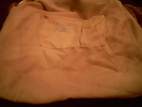 Charming Charlies Mesh Tote XL Gold Lined zip closure 13"x 17"x 6"x 7" Pockets - Picture 5 of 7