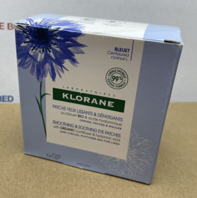 KLORANE Smoothing & Soothing Eye Patches w/Cornflower, 7 Patch Pairs, NEW in Box