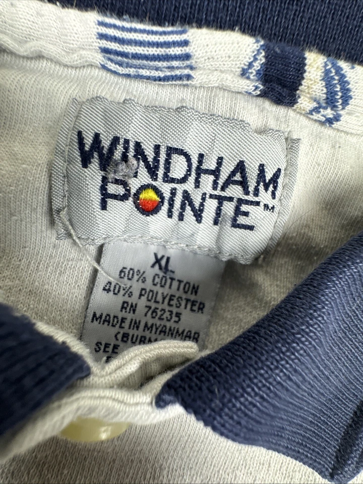 Camisa Polo Windham Pointe De Colección Para Hombre XL Blanca con Rayas Azules Aztecas Foto 3 de 4