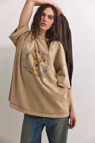 Free People We The Free Farm Friends Tee Tunic Top Printed Oversized XS 276768