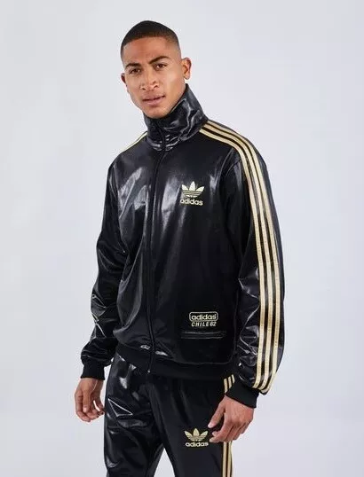 New Adidas 62 Black Suit Gold Silver Track Top Shiny Rare Jacket Pants | eBay