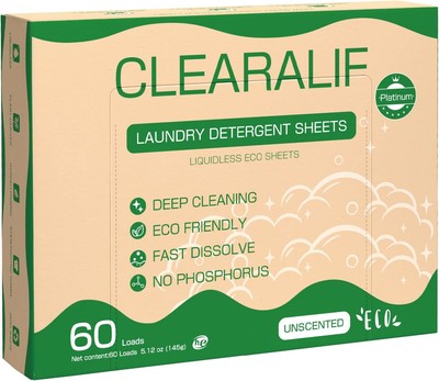 CROS 60 Loads Laundry Detergent Sheets Fresh Scent, for 60 Count (Pack of 1) 