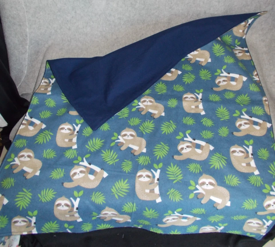 手工棉法兰绒蓝色懒惰宠物狗圈旅行汽车座椅狗窝毯 — 第 4/4 张图片