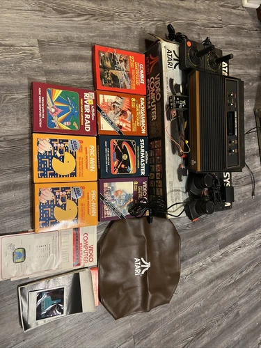 Vintage Atari CX-2600A Console Video Computer System W/ Box And Games