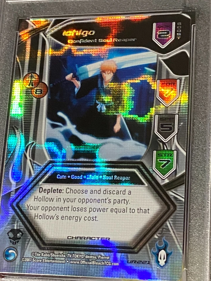 Bleach 2007 1st Edition Ultra Rare Foil UR221 Ichigo Confident Soul Reaper PSA 7 - Image 2 of 3