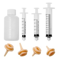 Kittens Pet Reusable Silicone Nursing Nipple, 4 Nipples 3 Syringes 1 Bottle Set