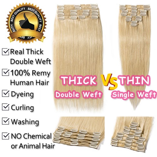 200G EXTRA DICK Clip In Remy Echthaar Extensions 8 Doppelt Tressen Haarteile NEU - Bild 7 von 59