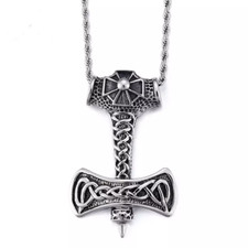 Stainless Steel Viking Axe Pendant/Necklace For Men With Rope Chain Unisex