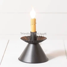 Primitive Colonial Electric Black Cone Tin Accent Light w/ Bulb 5.25"