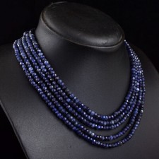 320 Cts Natural 5 Strand Blue Iolite Faceted Beads Necklace Jewelry JK-23E369
