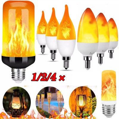 1/4×E27 E14 LED Licht Fackel Feuer Lampe Flammen Effekt Glühbirne Flacker Birnen