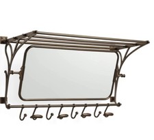 Antique Finish Hall Luggage Wall Mounted Rack Mirror Bathroom rack Shelf Hooks