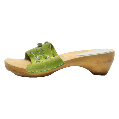 SANITA Tacones Gruesos Florales Gamuza Verde Mujer Reino Unido 3 - Imagen 2 de 6