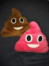 2x Poop Emoji Pillow Pink Brown