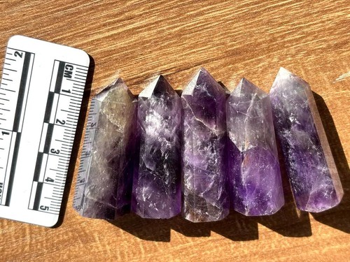 5pcs Small Amethyst Quartz Crystal Tower Point Wand Healing 40-50mm - Picture 6 of 8