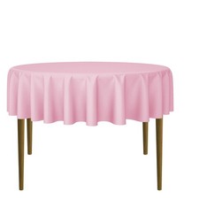 10 Pack 70" Round Polyester Fabric Tablecloths for Wedding Banquets - Pink