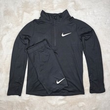 Nike Dri Fit 1/4 Zip Long Sleeve Shirt Shorts 2 Pc Set Black Girls Size 6X NWT