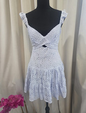 Windsor Blue Floral Lace V-Neck Adjustable Sleeveless Mini Dress M