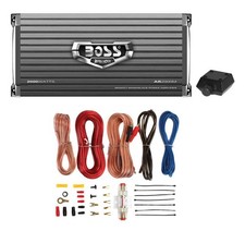 Boss Armor AR2000M 2000W Mono Car Audio Amplifier  Amp Wire Kit  Bass Remote