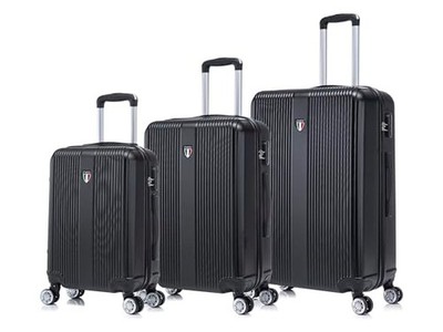 Tucci Italy Lustria 3-Piece Hardside Travel Suitcase Set (20'', 24'', 28''), Black