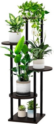 5 Tier Hölzern Blumenregal Metall Pflanzenregal, Mehrstöckig Blumenständer Pf...