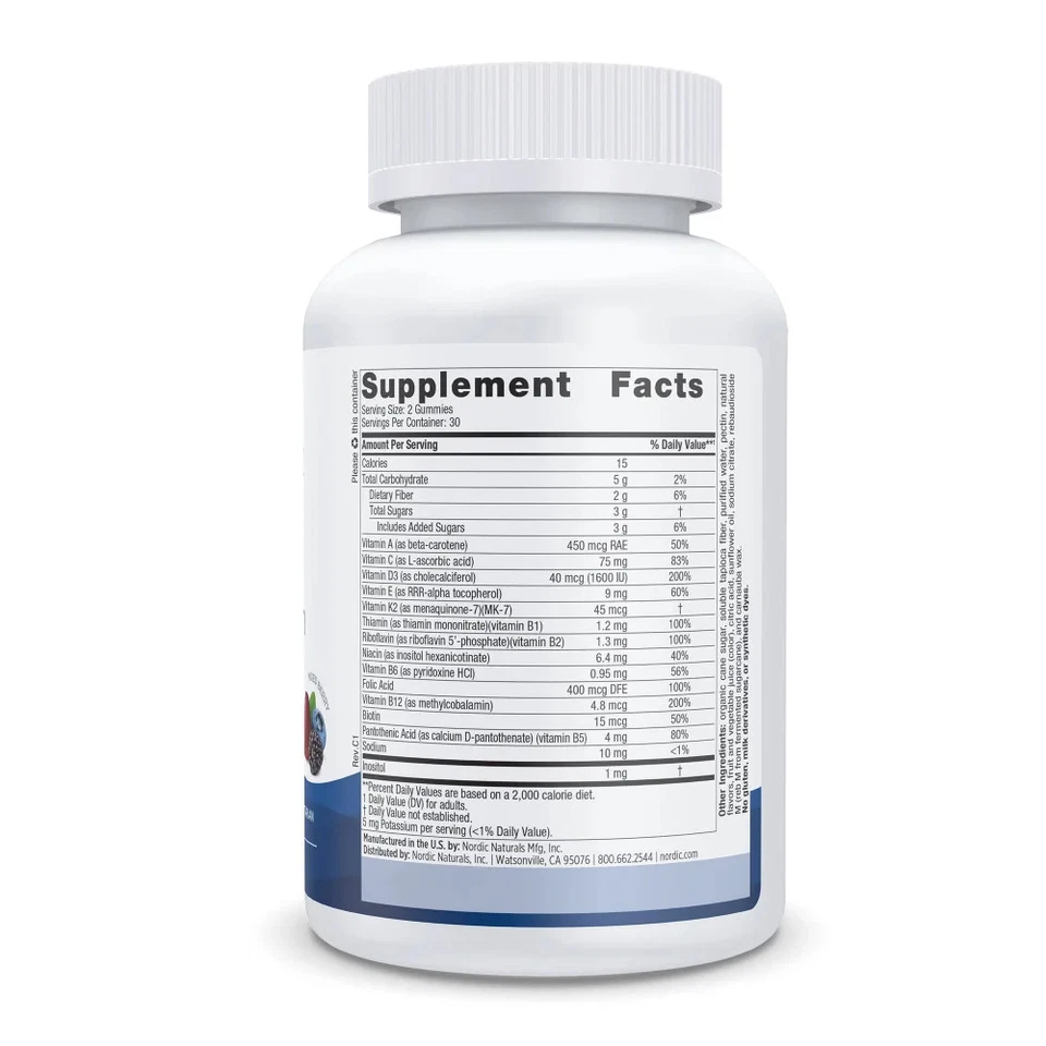 Nordic Naturals Men's Multivitamin Gummies, Mixed Berry - 60 Gummies - Image 2 of 4