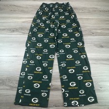 Kids Youth Green Bay Packers Fleece Pajama Pants All Over Logo Print L 14 16
