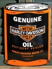 VINTAGE HARLEY DAVIDSON MOTORCYCLES GENUINE MOTOR OIL 11” CAN PORCELAIN SIGN