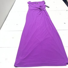 Lauren Ralph Lauren Dress Womens 10 Purple Jersey Maxi Ruched Evening Gown