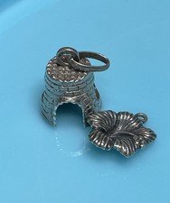 Vintage Sterling Silver Barbados Travel Charms Hut Pride Flower Pendant 6.2g
