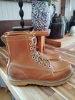Vintage 70s 80s Lace Up Tan Work Boots White Stitch/Stitching Sears? Sz.6 Men — photo 1