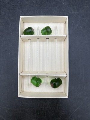 Olive Cocktail Picks Glass Martini Drink Vintage Garnish Sticks 4 Stirrers